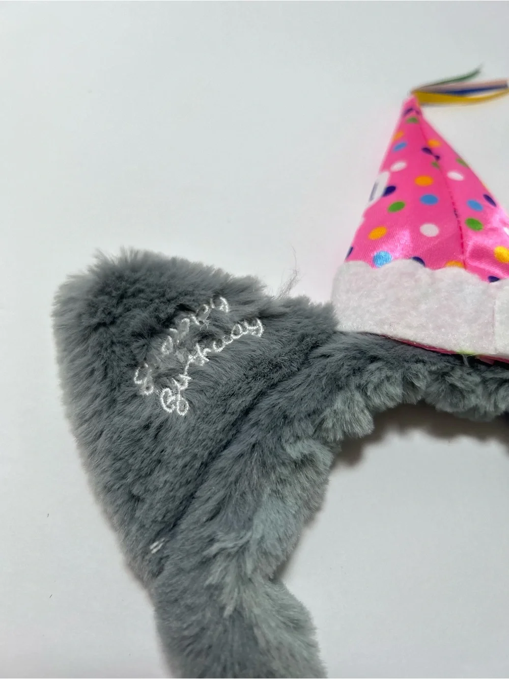 Great Wolf Lodge PINK Headband Birthday Party Hat Plush Gray Fur Ears